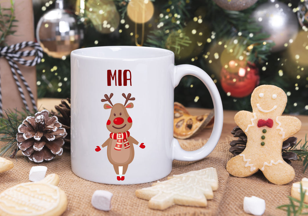 Personalised Name Christmas Xmas Mug - Reindeer