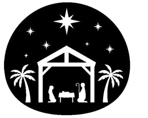 Oval Nativity Scene - Christmas Wall / Window Sticker