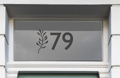 House Number With Sprig Sticker for Doors and Glass Windows