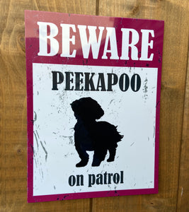 Beware Dog on Patrol - 15x20cm Metal Sign/ Plaque / Tin