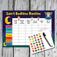 Load image into Gallery viewer, personalised-bedtime-routine-reward-chart-on-background