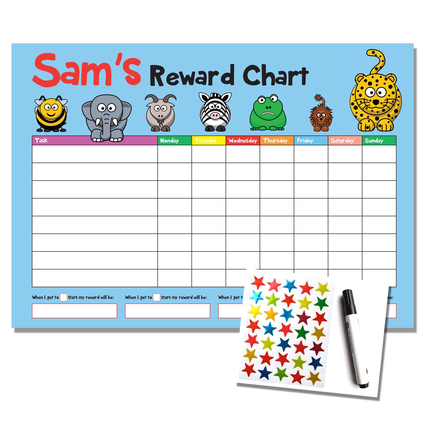 Blue Potty / Toilet Training Reward Chart - Kids Child Sticker Star -  Reusable