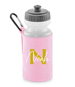 Name and Initial Personalised Kids Water Bottle with Holder
