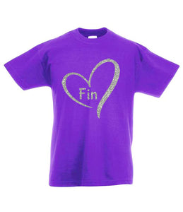 Name and Heart Design -  Children's Short Sleeve T-Shirt