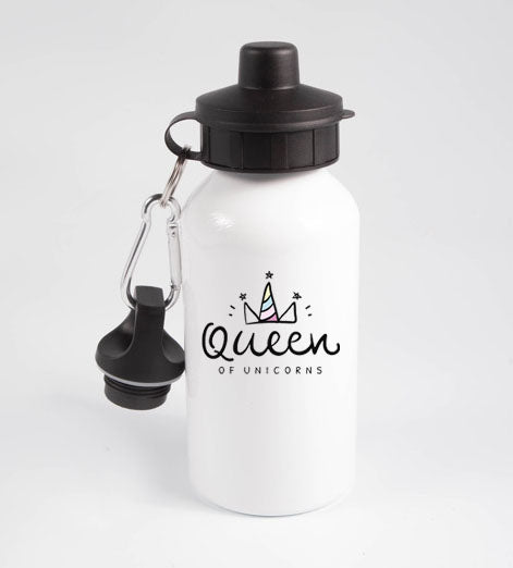 Queen of Unicorns - Aluminum Water Bottle - 650ml - White