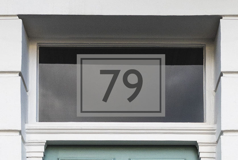 House Number Sticker - Rectangle with Border - Frosted Etch Effect