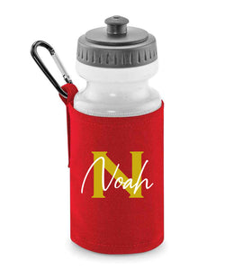 Name and Initial Personalised Kids Water Bottle with Holder