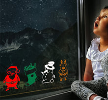 Load image into Gallery viewer, Santa, Stocking, Snowman and Reindeer - Set of 4 - Christmas Wall / Window Sticker