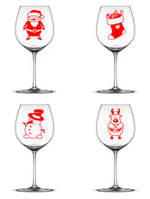 Load image into Gallery viewer, Santa, Stocking, Snowman and Reindeer - Christmas Wine Glass Stickers