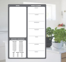 Load image into Gallery viewer, Weekly Magnetic Planner with Air Fryer Conversion Chart - A4 - Grey