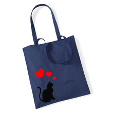 Load image into Gallery viewer, Sitting Cat with Hearts - Tote Bag