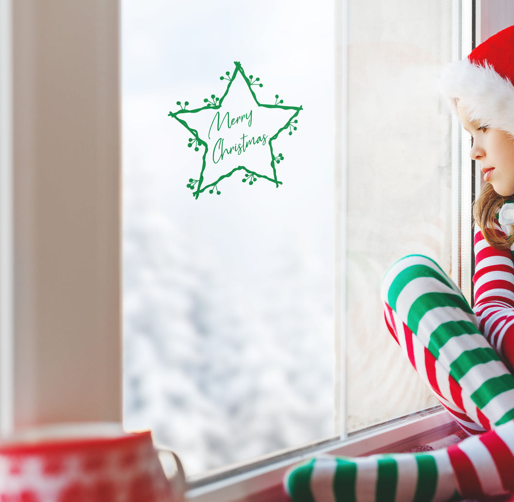 Merry Christmas Star - Christmas Wall / Window Sticker