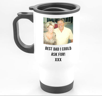 Personalised Photo Travel Mugs With Text