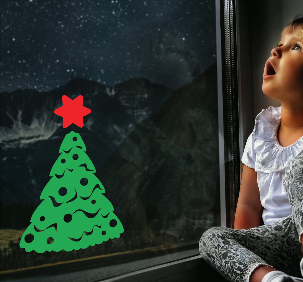 Christmas Xmas Tree Window Sticker - Reusable Static Cling