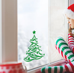 Christmas Tree With Stars - Christmas Wall / Window Sticker