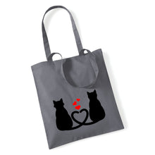 Load image into Gallery viewer, Two Cats With Hearts - Tote Bag