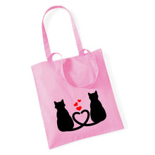 Load image into Gallery viewer, Two Cats With Hearts - Tote Bag