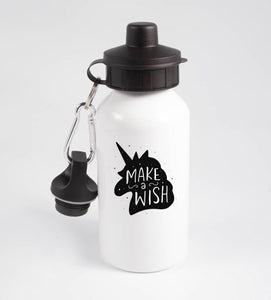 Make A Wish Unicorn - Aluminum Water Bottle - 650ml - White