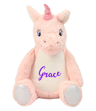 Personalised Name - Large Pink Unicorn Teddy