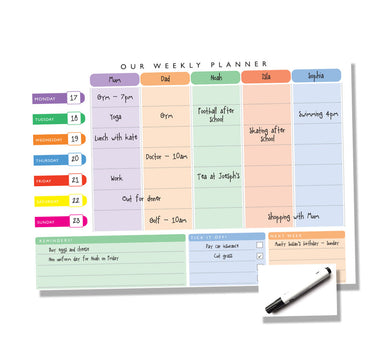 Weekly Family Planner - Wipe Clean - Hanging or Magnetic