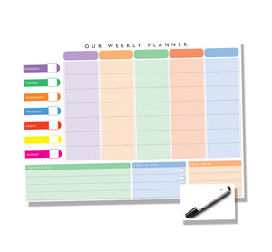 Weekly Family Planner - Wipe Clean - Hanging or Magnetic