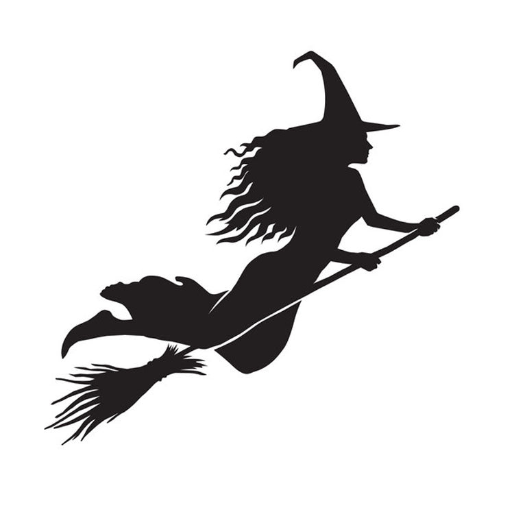 Halloween Vinyl Sticker - Witch on a Broomstick