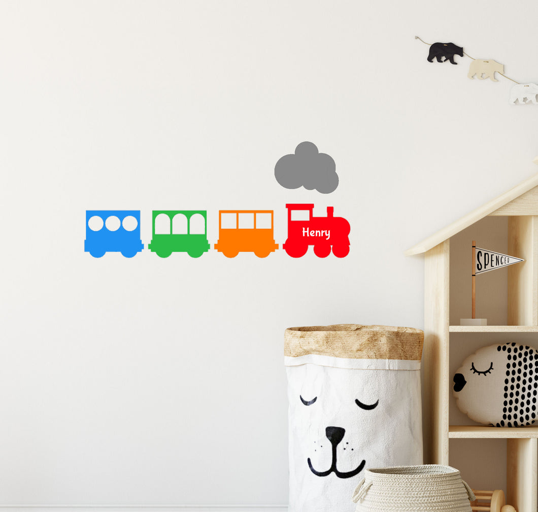 Wooden Train with Carriages Personalised Wall Sticker