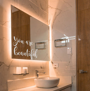 You Are Beautiful Etched Sticker - Bathroom Vinyl Sticker